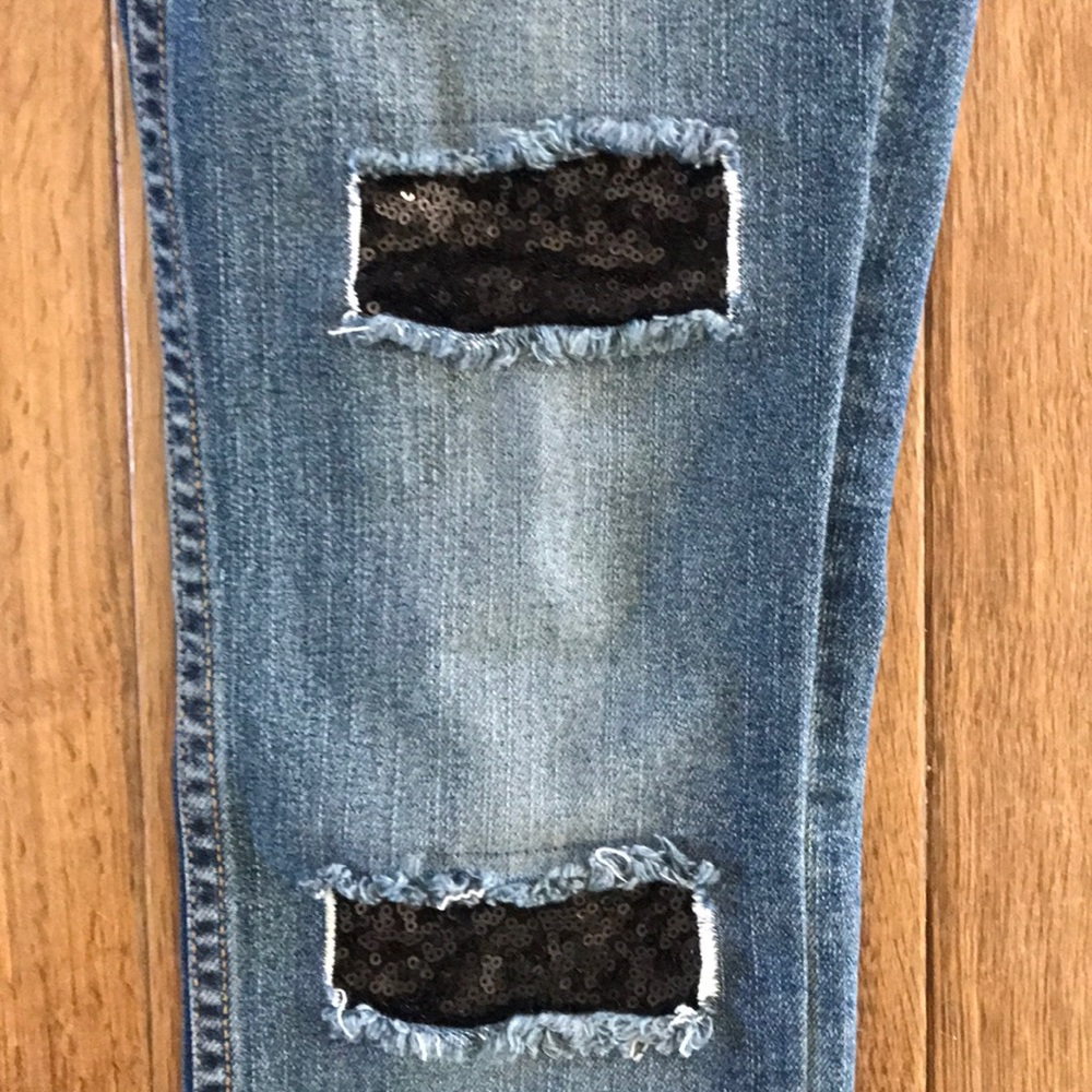 Jet John Eshaya Black Sequin Patchwork Jeans Us 2 - image 2